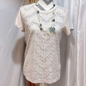 Lace Front See Through J. Crew Knit T-shirt